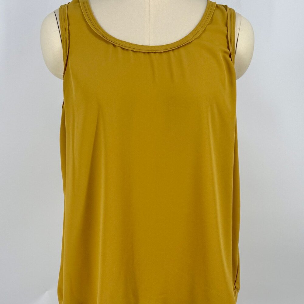 Philosophy Republic Clothing Mustard Yellow Sleeveless Top | Scoop Neck Blouse |